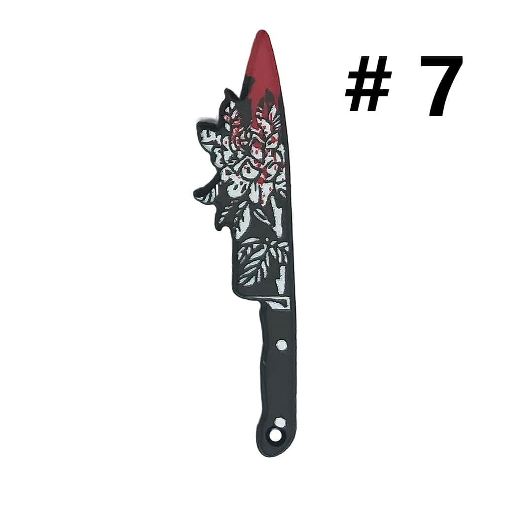 Halloween Plastic Horror Bloody Flower Skeleton Skull Head Prints Knife Dagger Jewelry Accessories