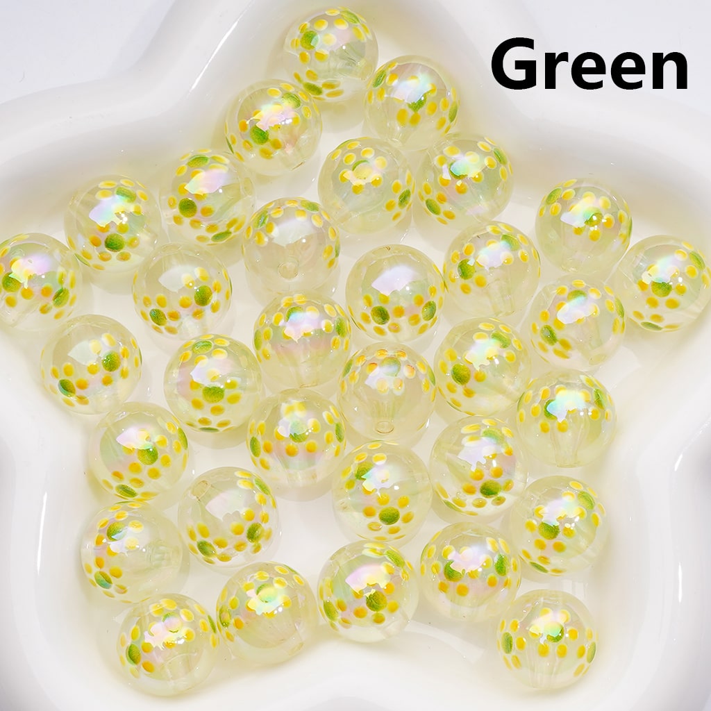 Luminous UV Coating Translucent Multi-color Mini Cute Flower Round Acrylic Beads, 16MM (Single Color is available for 200pcs(Whole bag))