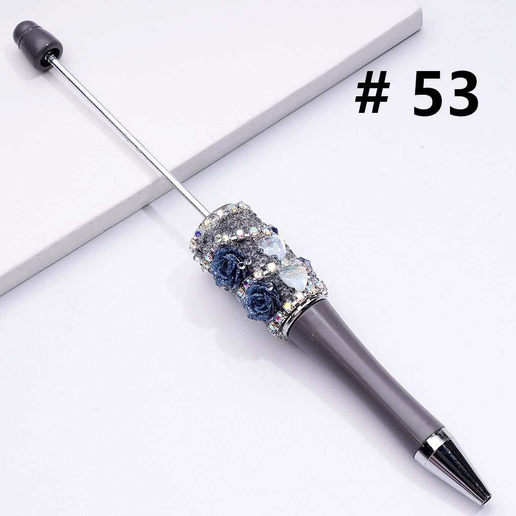 Luminous Beadable Pens with Mini Flower Shiny Rhinestones Chain Heart Diamond in Solid Colors
