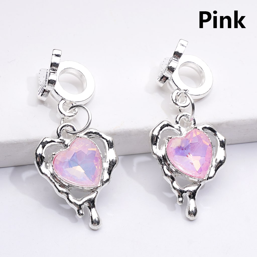 Alloy Bail Beads Dangle Charm Pendant Jewelry Accessories Butterfly Heart Rhinestones Silver