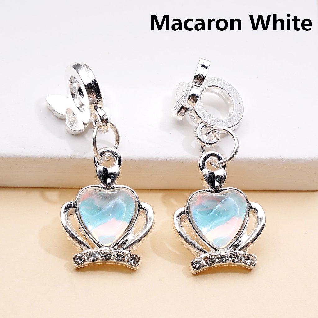 Alloy Bail Beads Dangle Charm Pendant Jewelry Accessories Butterfly Heart Rhinestones Silver