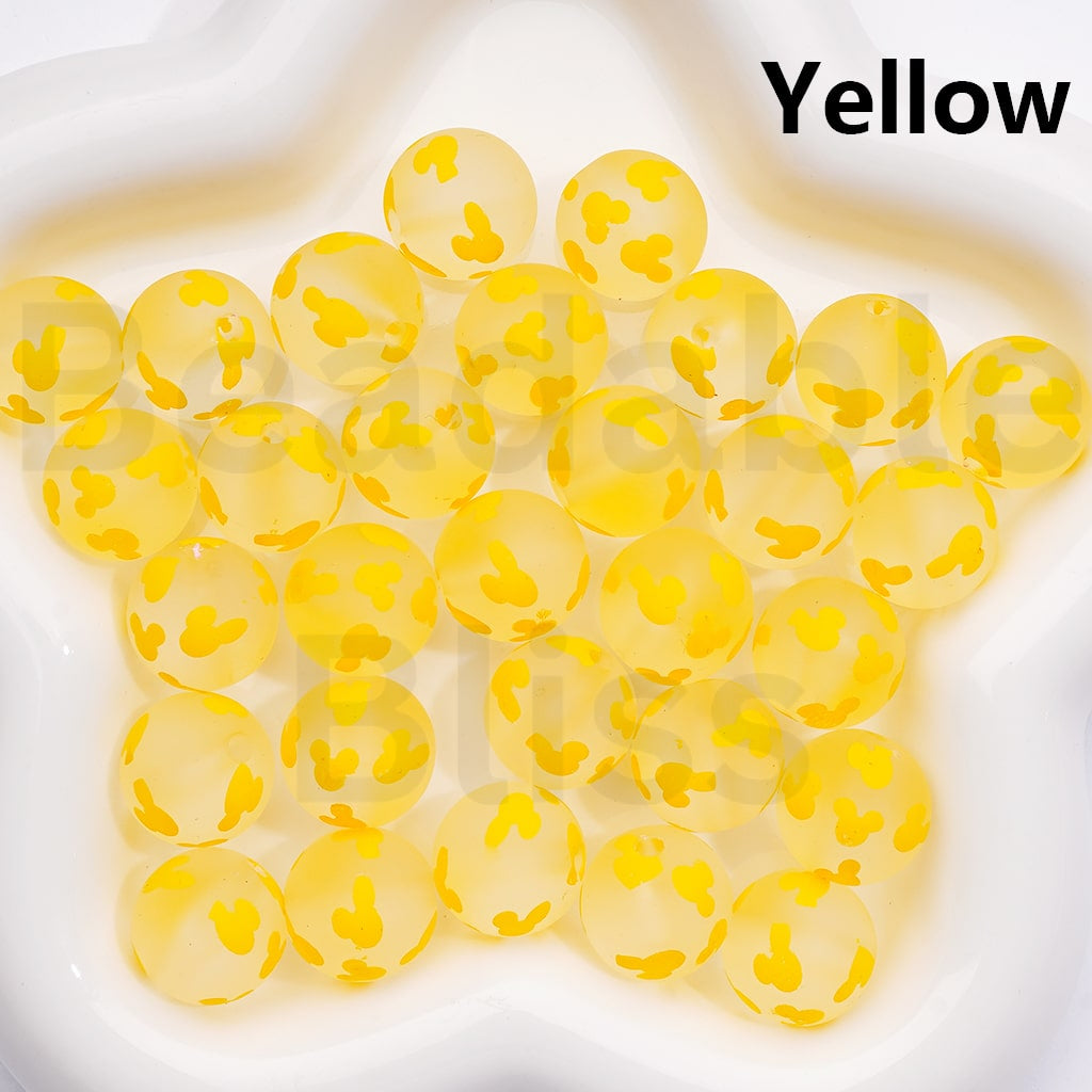 Frosted Multi-Color Micke Mous Head Prints Round Acrylic Beads, 16MM (Single Color is available for 200pcs(Whole Bag))