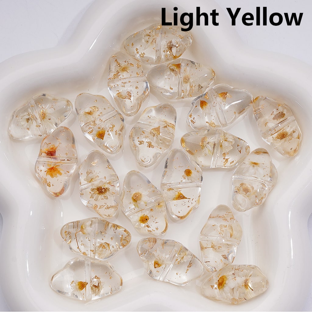 Multi-Color Dried Flowers Gold Foil Paper Inside Clear Cloud Acrylic Beads, 13*22MM (Single Color is available for 200pcs(Whole bag))