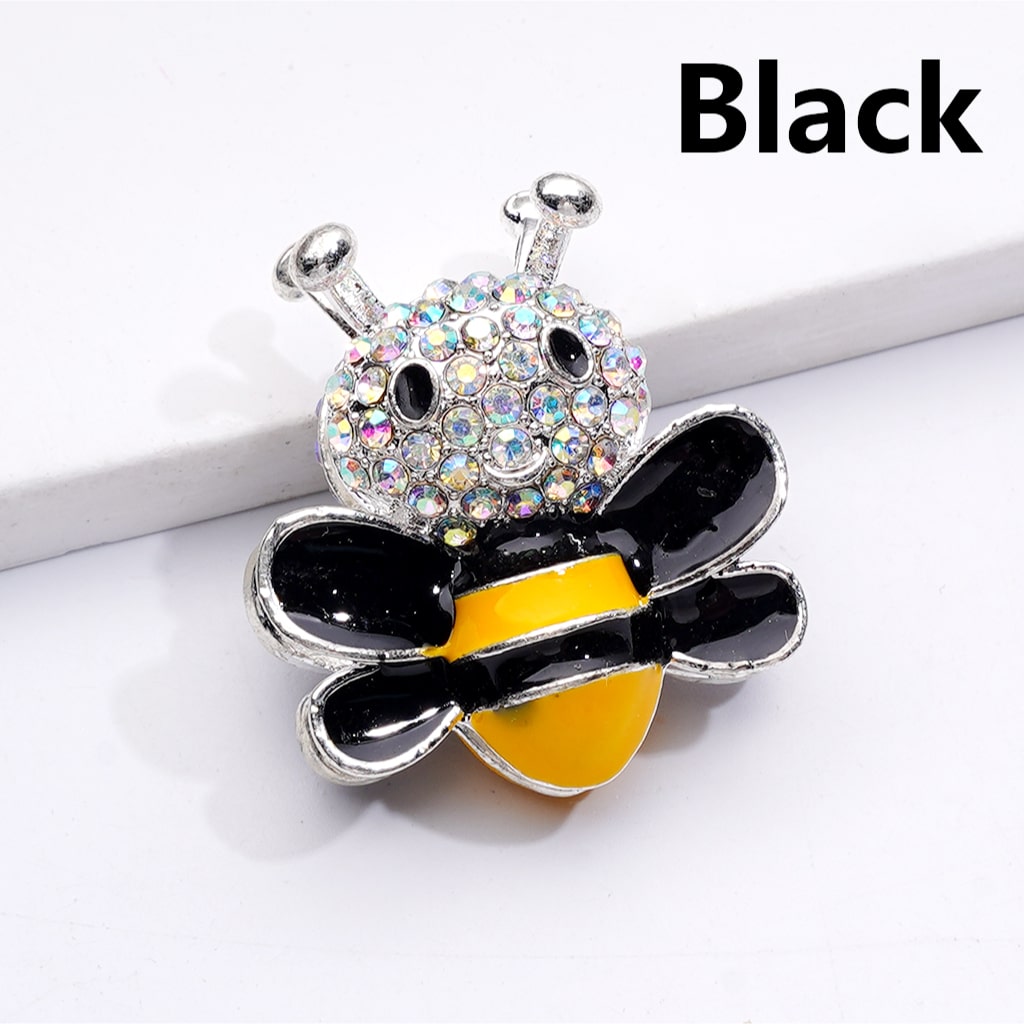 Silver Alloy Beads Fancy Bee with AB Rhinestones Solid Color Wings 29*26MM