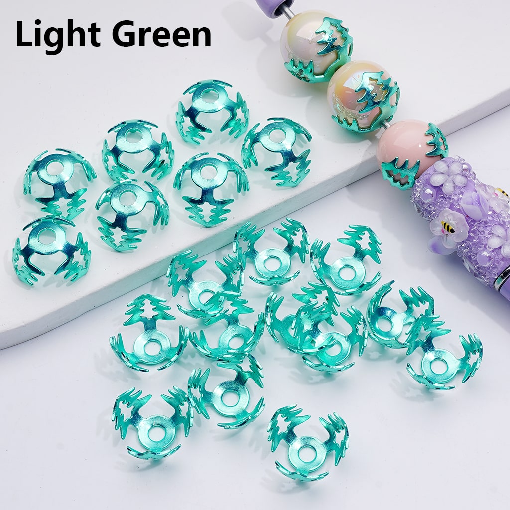 Cute Metal Christmas Tree Design Bead Cage Cap, 16MM