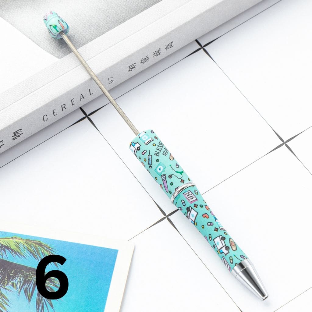 Beadable Pens for Nurses Doctor Print Beaded Pens with Healthcare Design Random Mix
