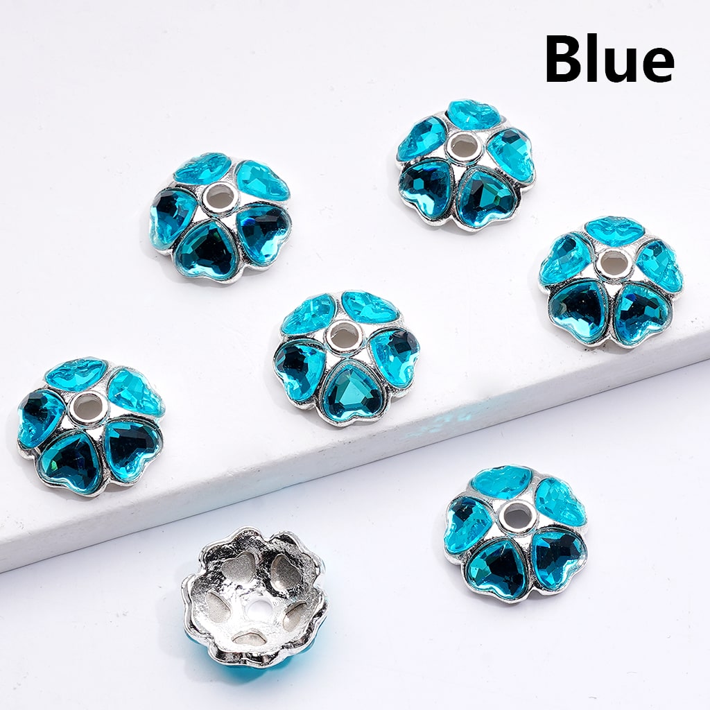 Beads Cage Cap Metal Alloy Multi-Color Heart Rhinestons,Silver 16MM (Single Color is available for 100pcs(Whole Bag))