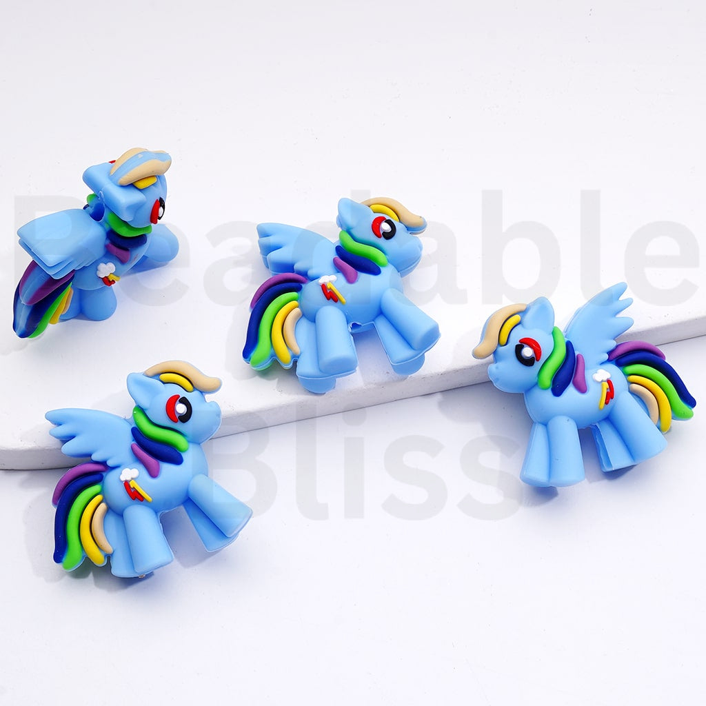 Silicone Focal Beads 3D My Littl Pon Series Twiligh Sparkl Pinki Pi Rainbo Das Rarit