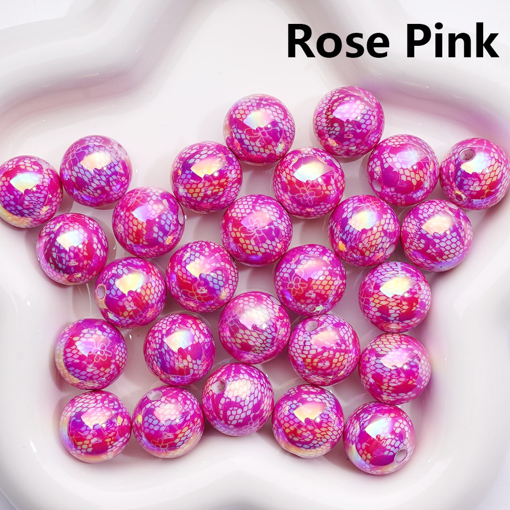Acrylic Beads UV Coating Lace Butterfly Prints Multi-Color, 16MM (Single Color is available for 200pcs(whole bag) only)