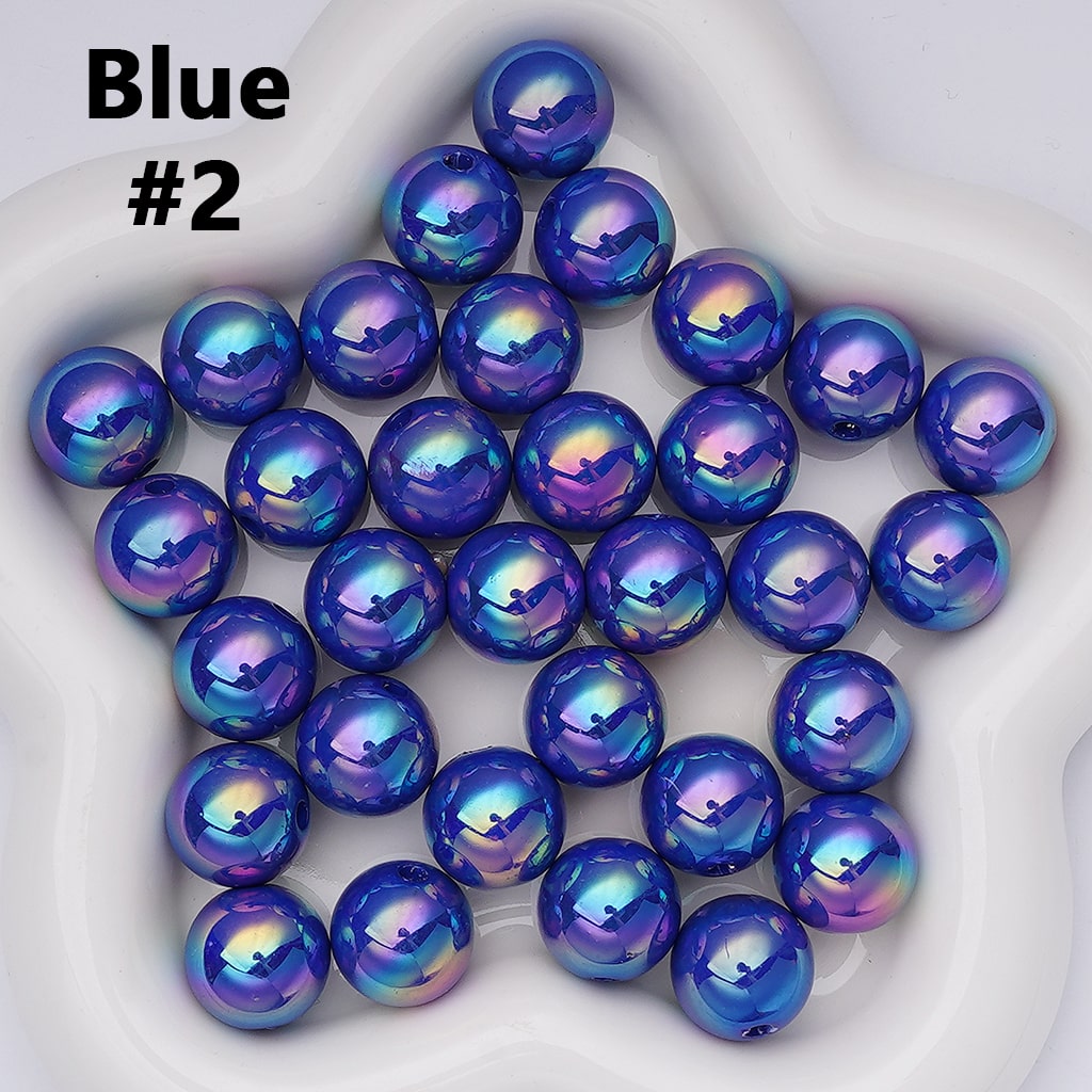 UV Coating Shiny Solid Color Round Acrylic Beads, 16MM