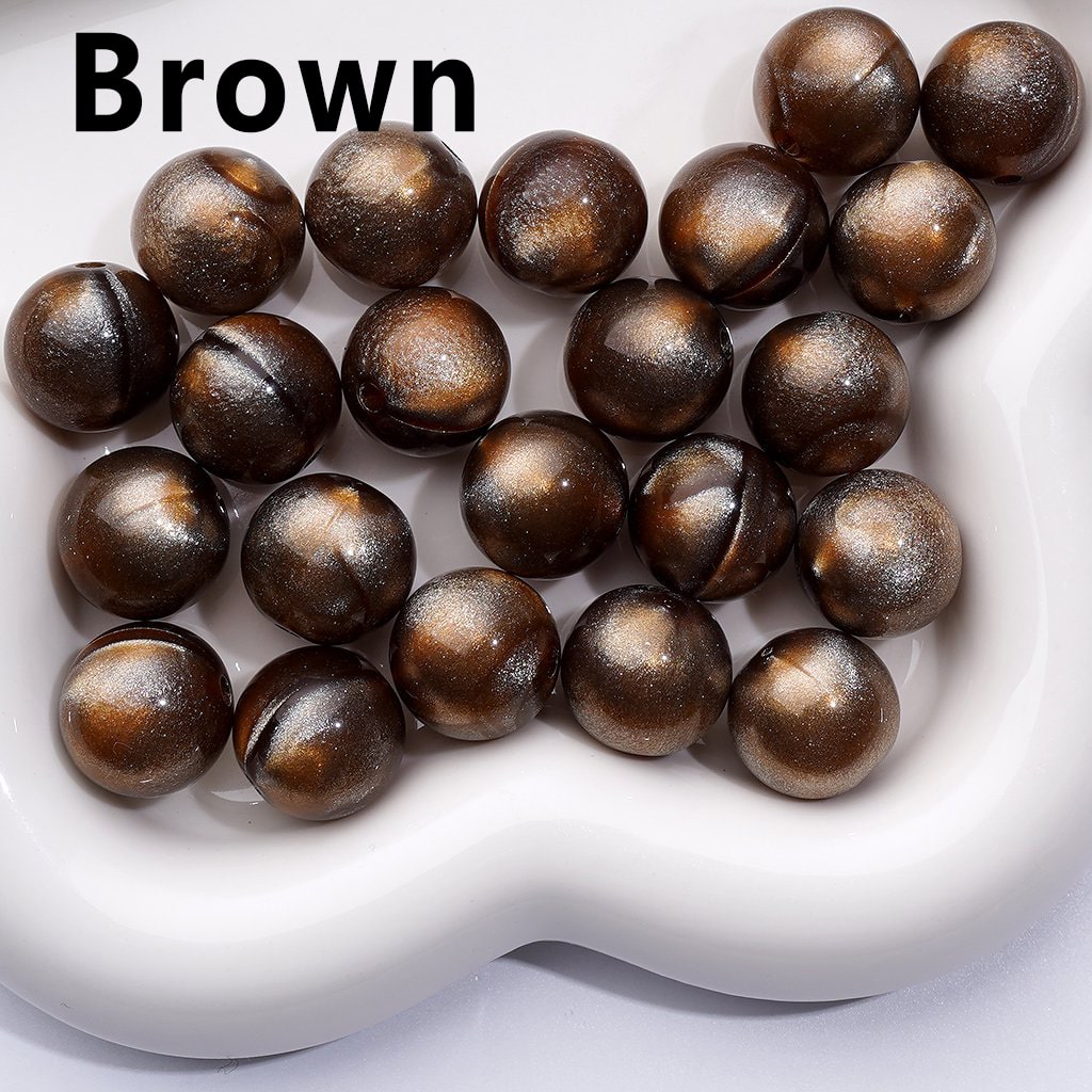 Glossy Shiny Glitter Multi-Color Round Acrylic Beads, 16MM