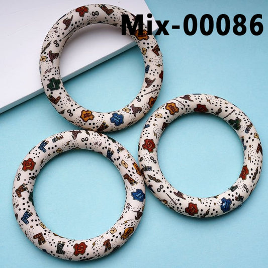 Magic Academy HP Prints Silicone Ring Frame Bead Circle Round Soft Car Hanger Charm Loop 65mm