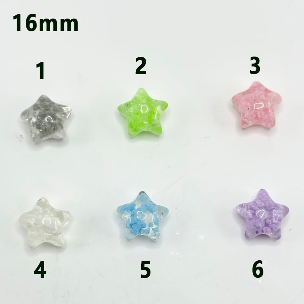 かわいい透明な星型アクリルビーズ、ミニカラフルな雲入り、16MM、説明をお読みください。