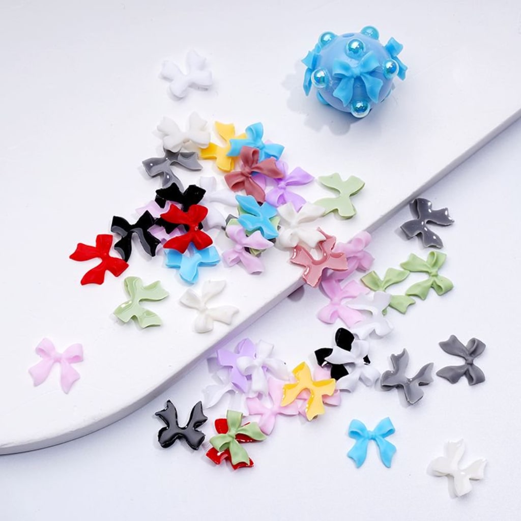 DIY Mini Cute Colorful Bows Bowknots for Beads Jewelry Accessories, Random Mix