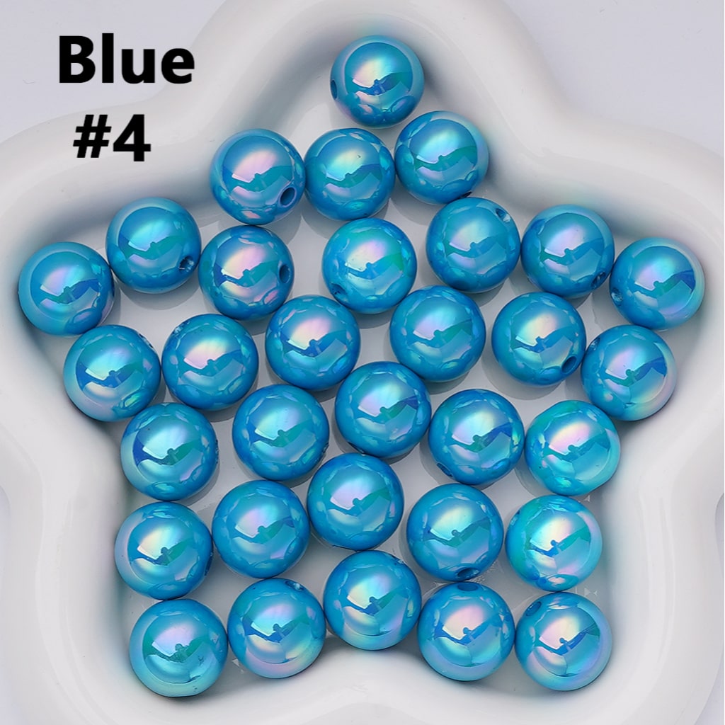 UV Coating Shiny Solid Color Round Acrylic Beads, 16MM