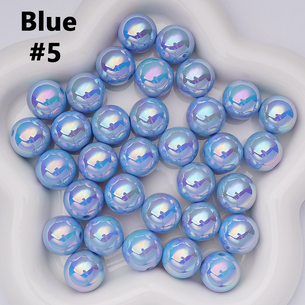 UV Coating Shiny Solid Color Round Acrylic Beads, 16MM