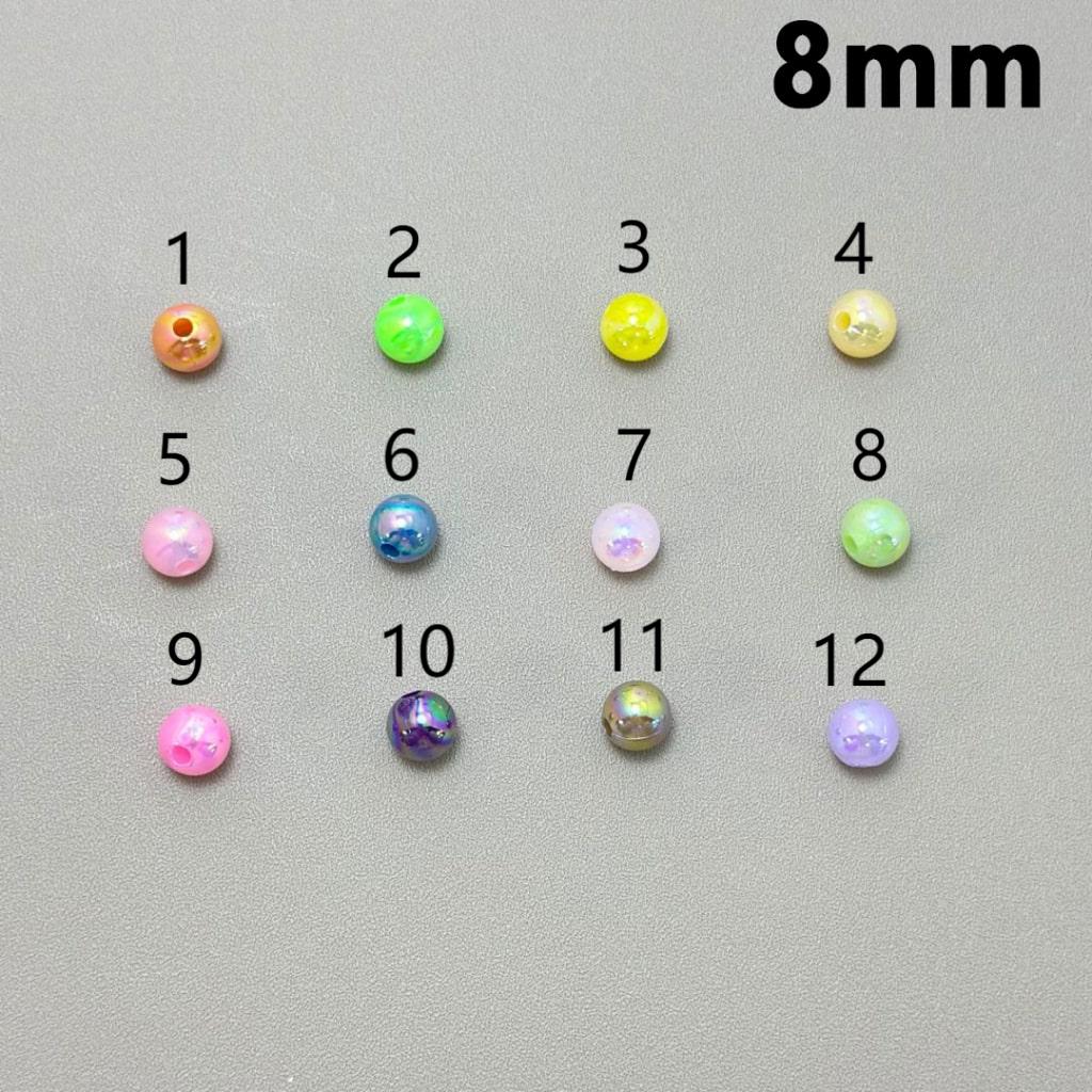 Bling Bling AB Coating Candy Color Round Acrylic Beads, 8MM, Please Read the Description
