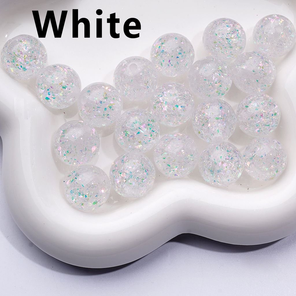 Bling Bling Shiny Mini Flakes Multi-Color Clear Round Acrylic Beads, 16MM