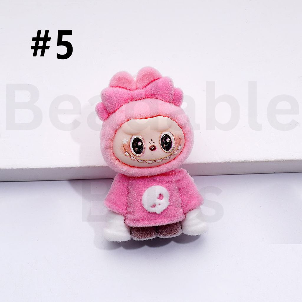 Cute Vivid Fuzzy Fluffy Labub Monster Pop Mar Pen Topper, Around 45*28MM(Half Through Hole)