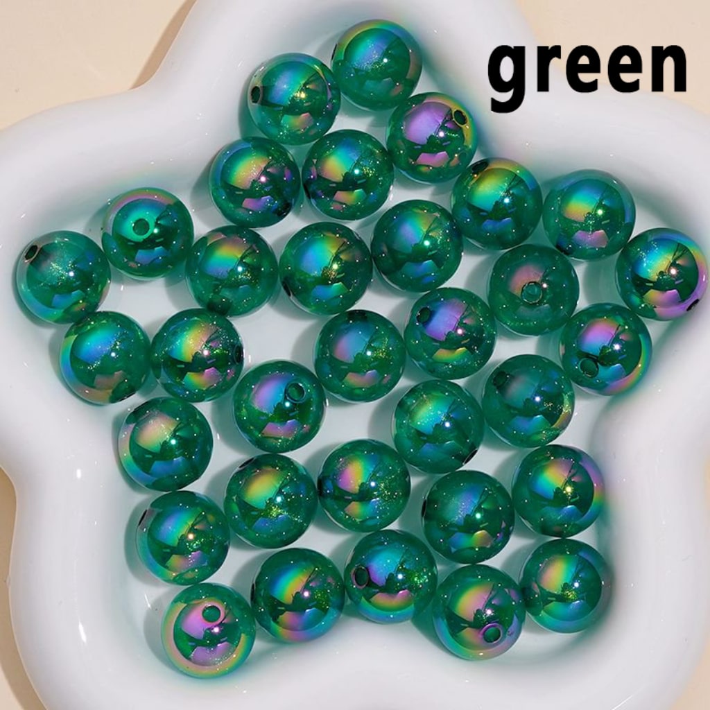 Luminous UV Coating Translucent Glitter Colorful Round Acrylic Beads, 16MM