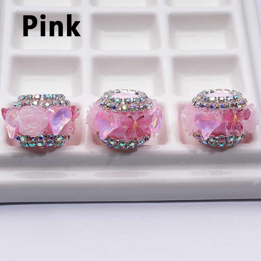 Fancy Glitter Flowers Cute Butterflies Shiny Hearts AB Rhinestones Chains Acrylic Beads, Around 16*24MM