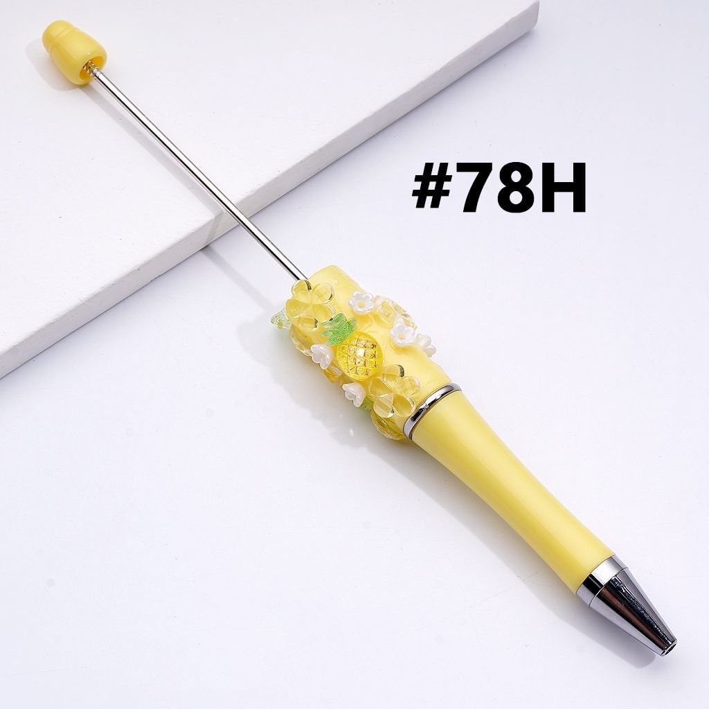 Fruits Series Strawberry Grape Pineapple Green Apple Cherry Peach Lemon Watermelon Beadable Pen, Random Mix