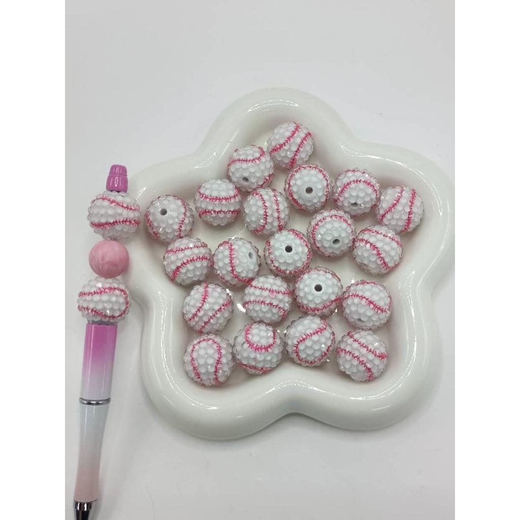 Sports Beads, Mix of Sports Balls Football Basketball Soccer Baseball Round Acrylic Beads, 20mm