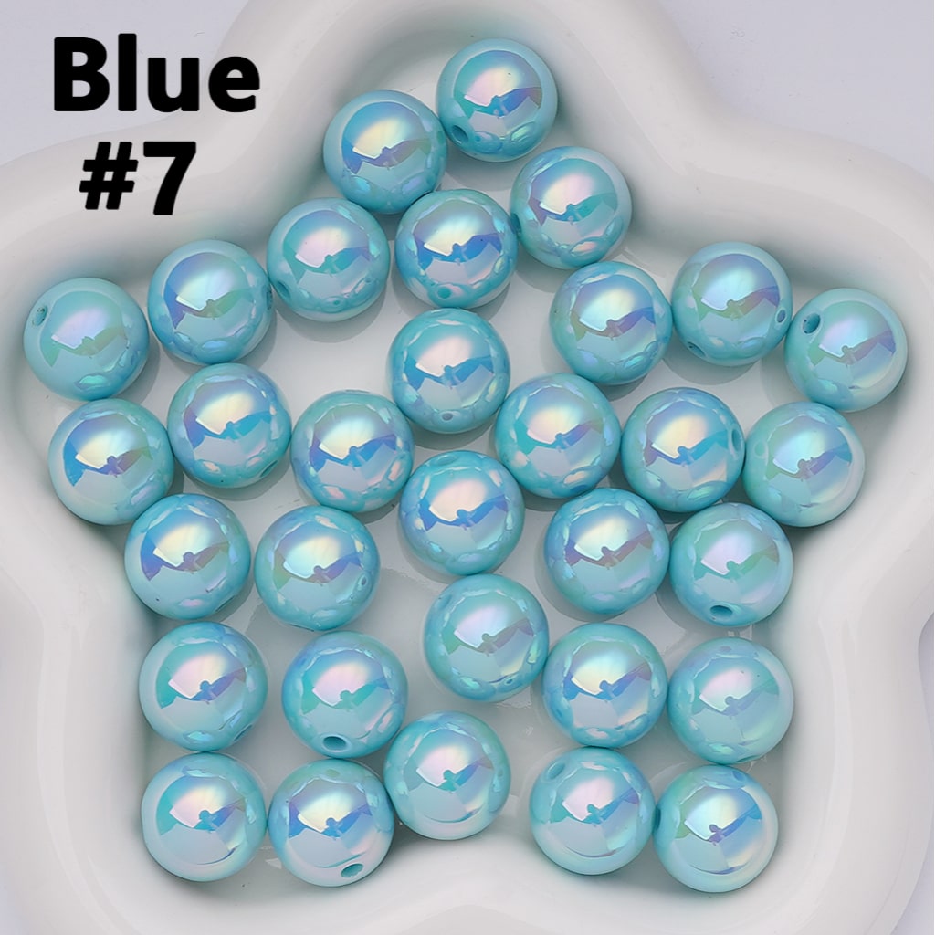 UV Coating Shiny Solid Color Round Acrylic Beads, 16MM