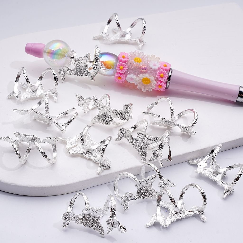 Fancy Silver Alloy Butterfly Bead Cap Cage Jewelry Accessories, Around 31*17MM