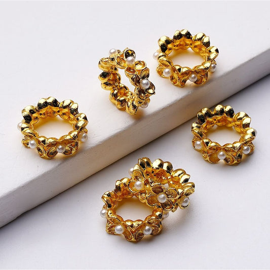 Exquisite Gold Silver Cute Flower Shape Metal Spacer with White Pearls Inside