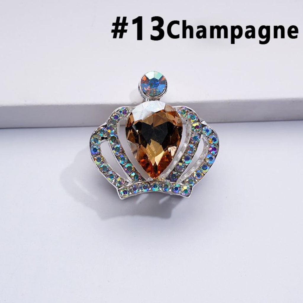 Silver Color Metal Beads with Bling Bling Crown with Mini Colorful Water Drops AB Rhinestones 24*23MM