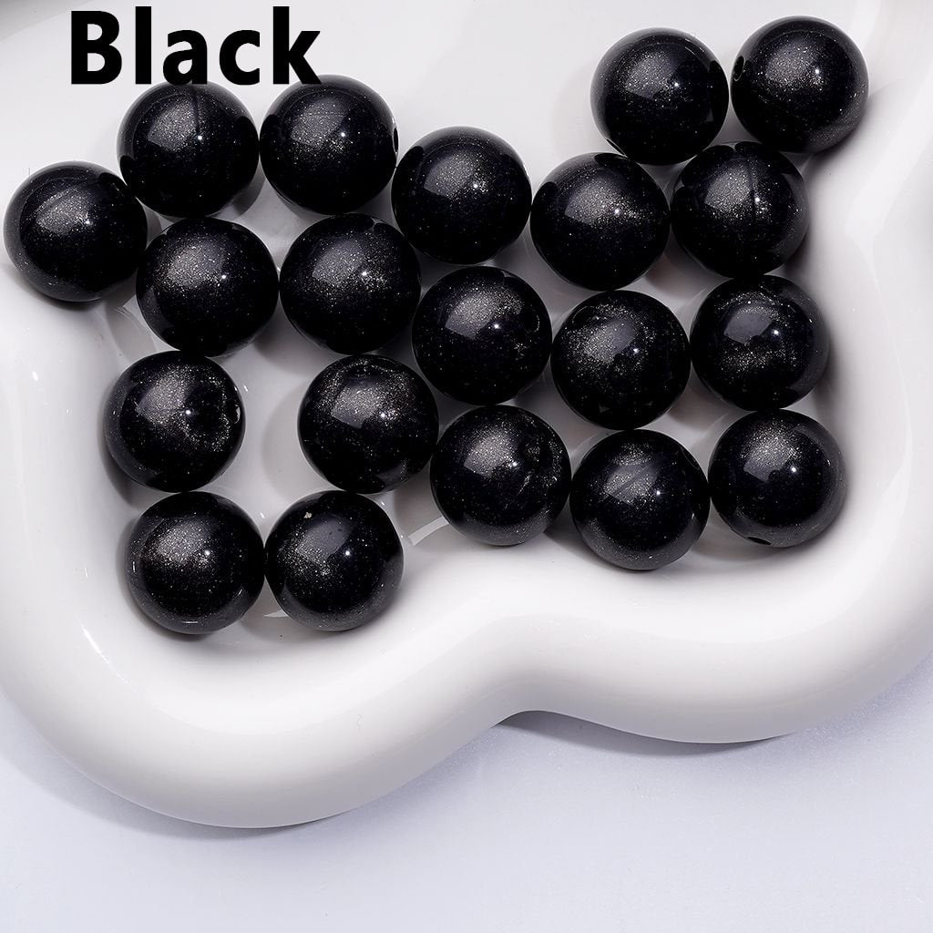 Glossy Shiny Glitter Multi-Color Round Acrylic Beads, 16MM