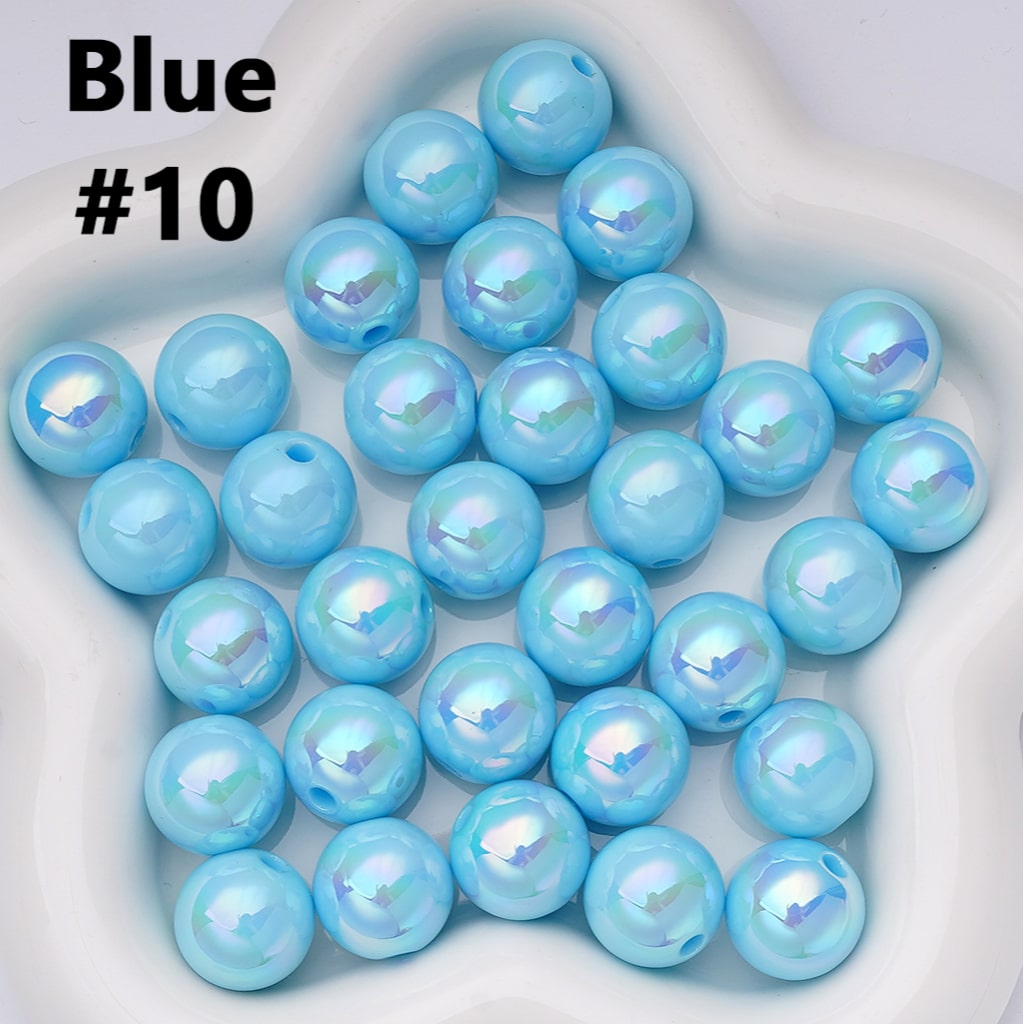 UV Coating Shiny Solid Color Round Acrylic Beads, 16MM