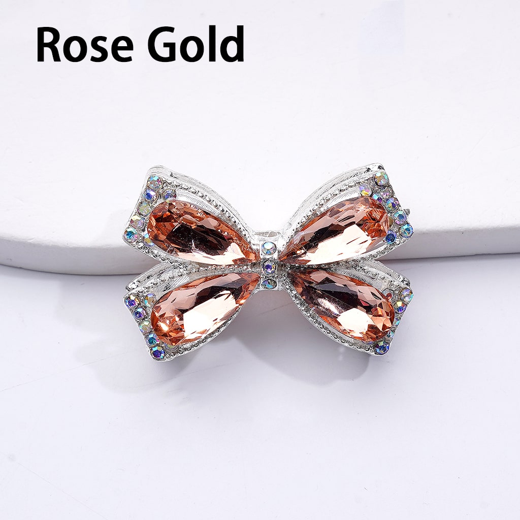 Exquisite Fancy Silver Alloy Bowknots Beads with Shiny Rhinestones, 24*38MM