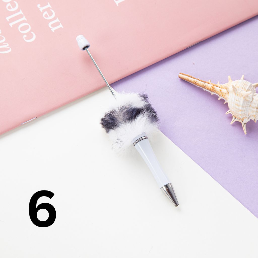 Small Pom Pom Animal Print Beadable Pens Small Pompom Pon Pon Beaded Pens Ponpon