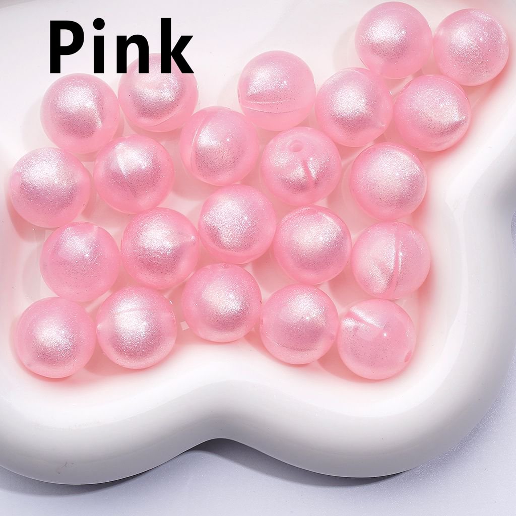 Glossy Shiny Glitter Multi-Color Round Acrylic Beads, 16MM