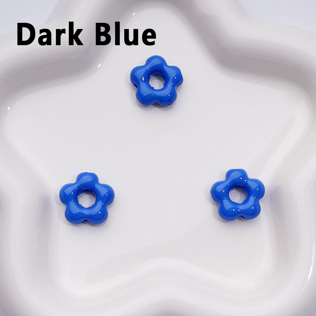 Solid Color Mini Cute Flowers with Large Hole Acrylic Beads, Around 20MM