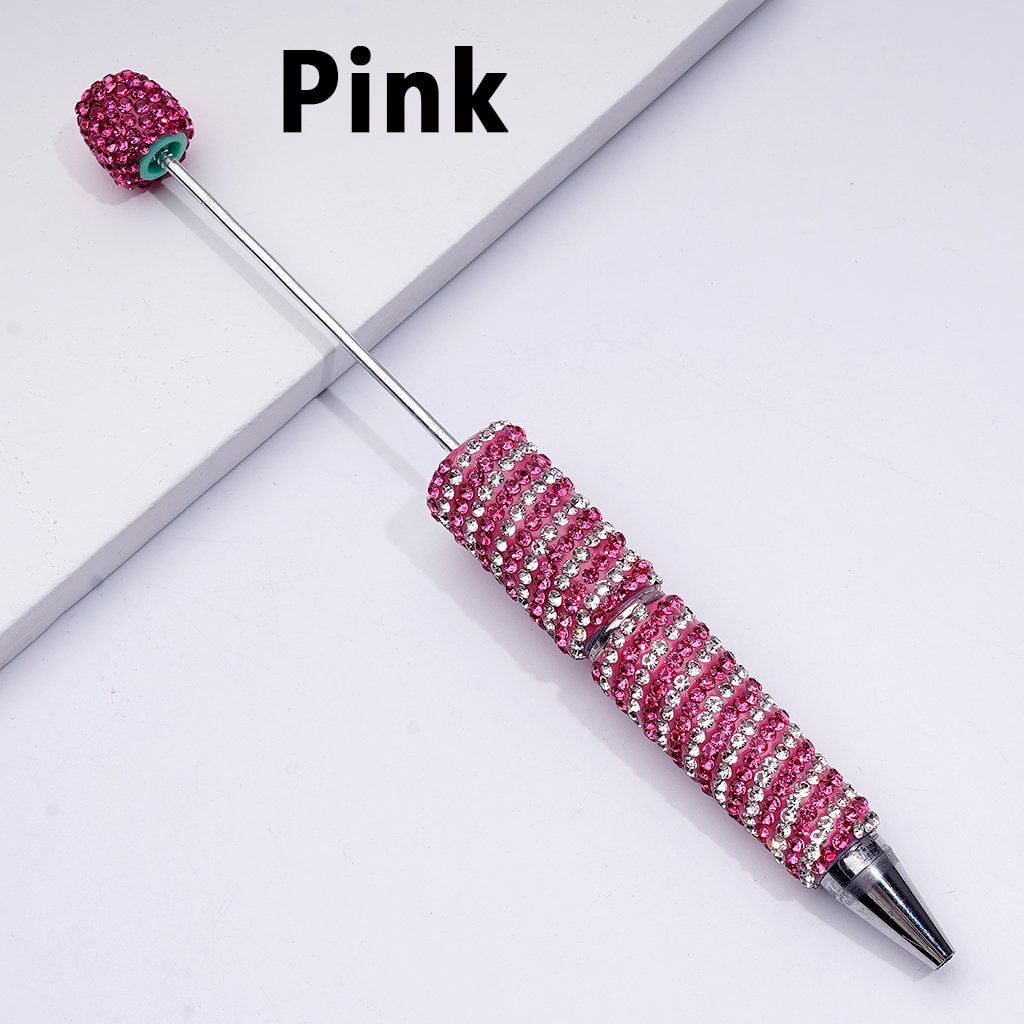 Beadable Clay Pens with Striola Oblique-Stripe Double Color Rhinestones Covered the Entire Pen