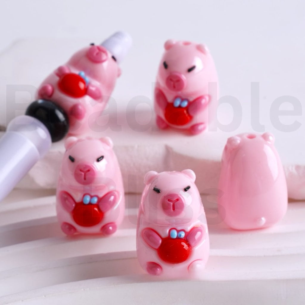 Mini Cute Capybarai Animal Acrylic Beads, Around 26*18MM