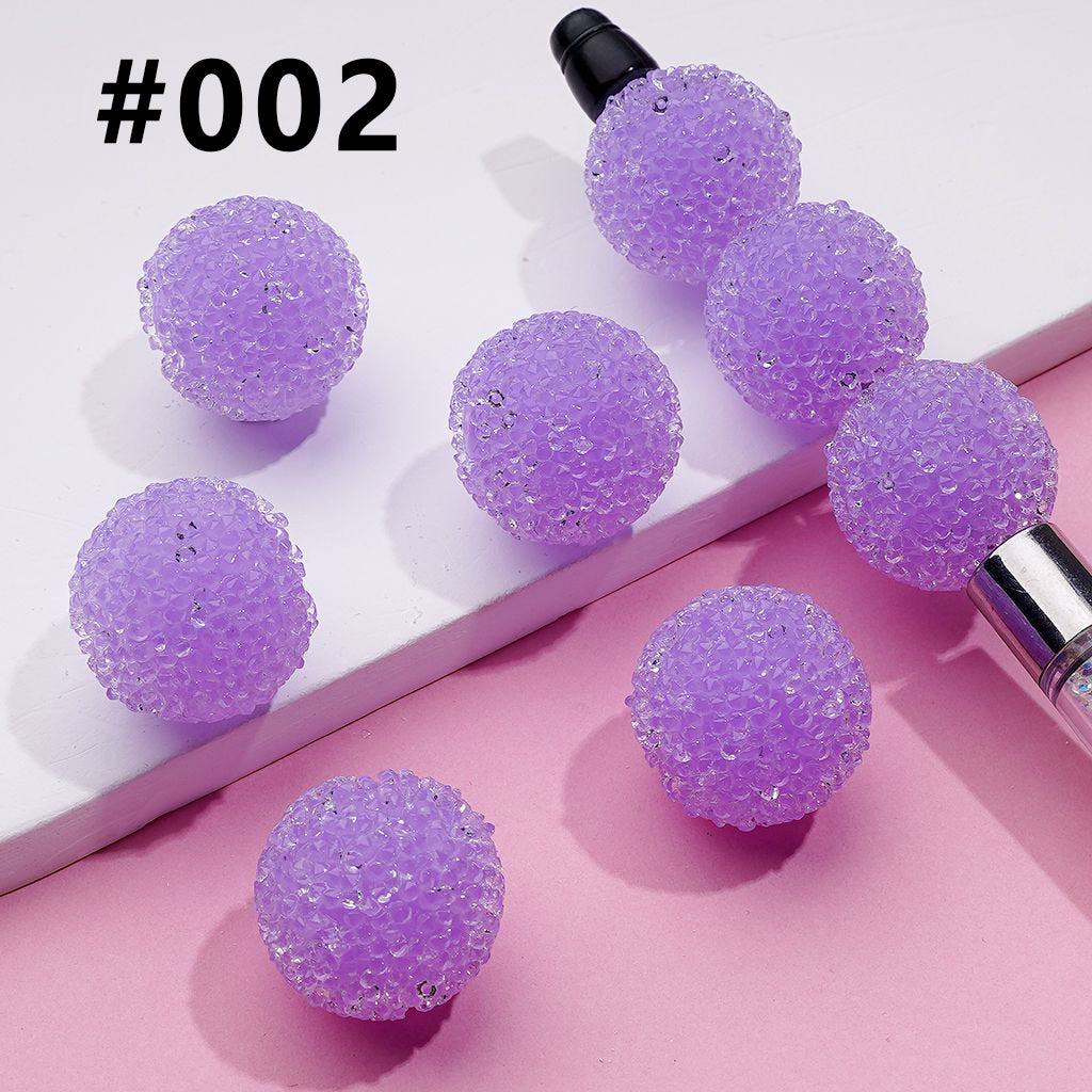 Hard Sugar Beads in Solid Colors Clear Rhinestones Candy Round 20mm