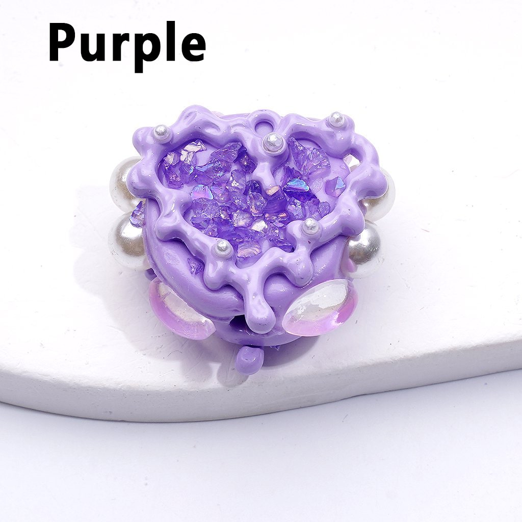 Cute Fancy Hand Painted Heart Frame with White Pearls Clear Oval Pearls Mini Stones Clay Beads, Around 24*28MM