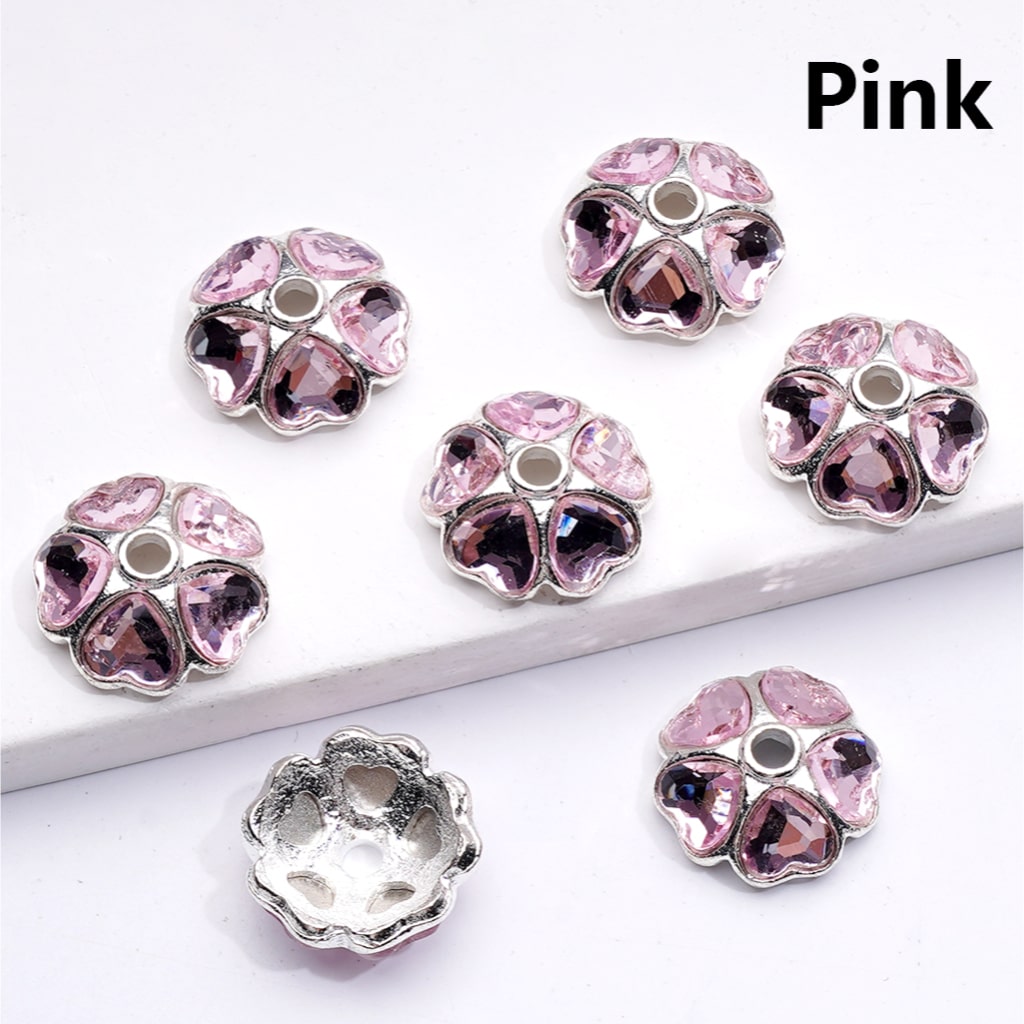 Beads Cage Cap Metal Alloy Multi-Color Heart Rhinestons,Silver 16MM (Single Color is available for 100pcs(Whole Bag))