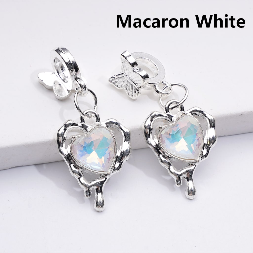 Alloy Bail Beads Dangle Charm Pendant Jewelry Accessories Butterfly Heart Rhinestones Silver