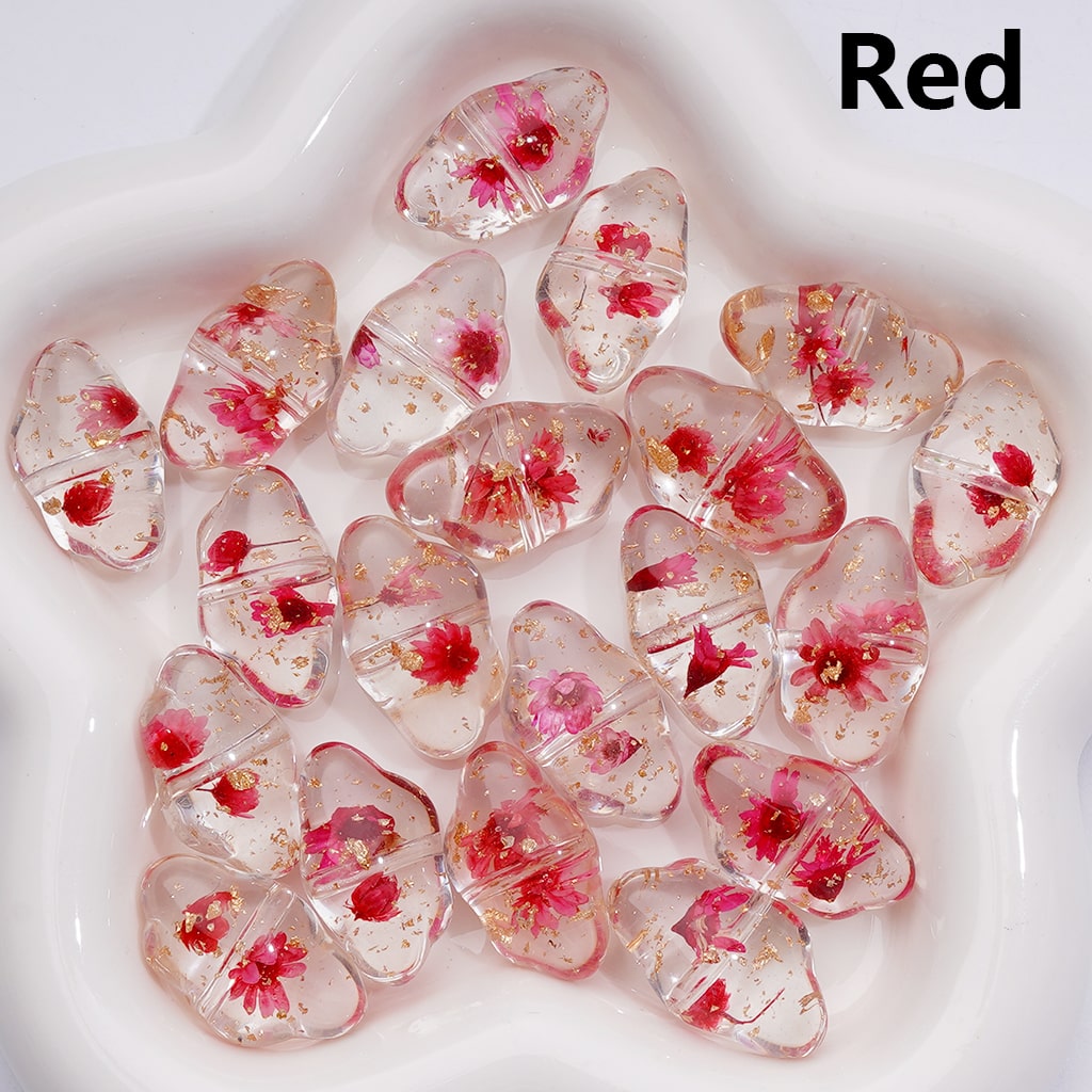 Multi-Color Dried Flowers Gold Foil Paper Inside Clear Cloud Acrylic Beads, 13*22MM (Single Color is available for 200pcs(Whole bag))