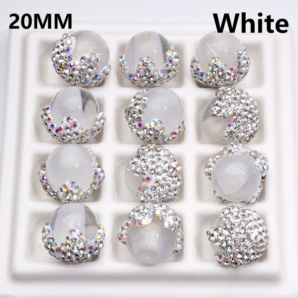Clay Acrylic Beads Luminous Glitter Sugar Core Inside Shiny AB Rhinestones Cute Flower Multi-Color 20MM