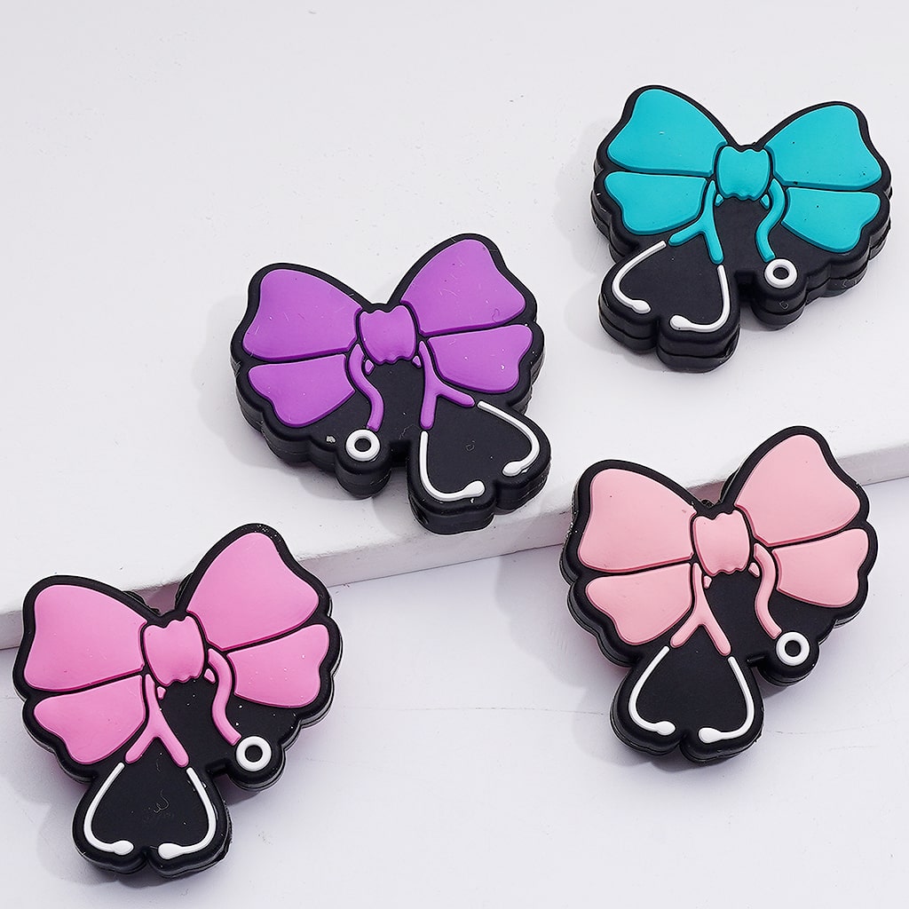 Cute Stethoscope with Bowknot Silicone Focal Beads