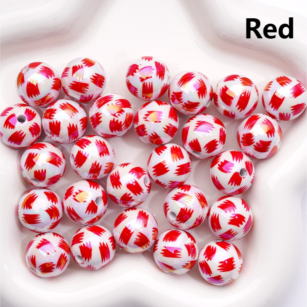 Acrylic Beads UV Coating Abstract Pen Brush Prints Multi-Color, Round 16MM (Single Color is available for 200pcs(Whole Bag))