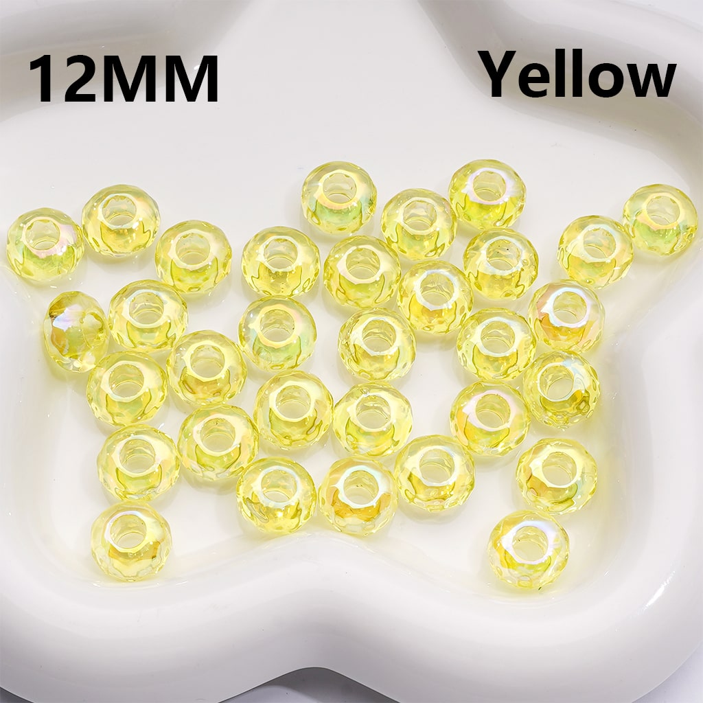 Wheel Acrylic Beads UV Coating Large Hole Multi-Color Translucent 12MM