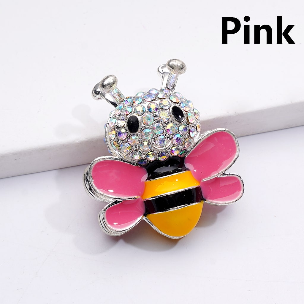 Silver Alloy Beads Fancy Bee with AB Rhinestones Solid Color Wings 29*26MM
