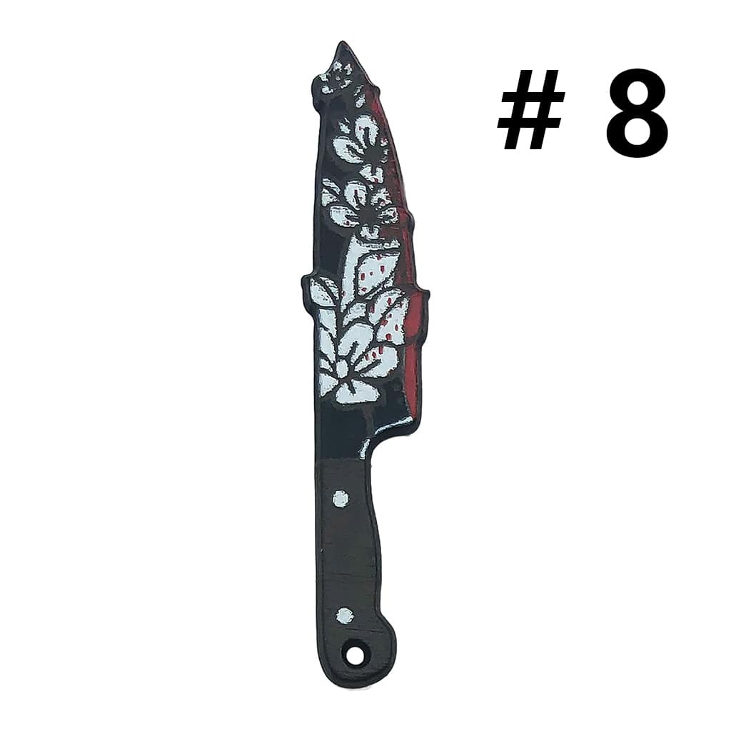Halloween Plastic Horror Bloody Flower Skeleton Skull Head Prints Knife Dagger Jewelry Accessories